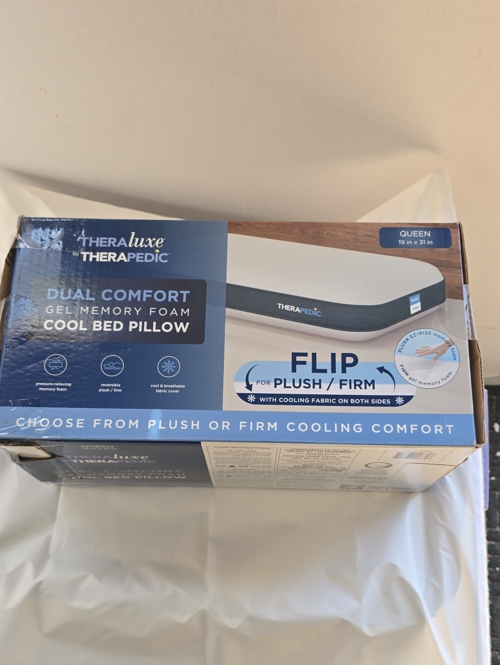 TheraLuxe Dual Comfort Gel Memory Foam Cool Bed Pillow - Blue